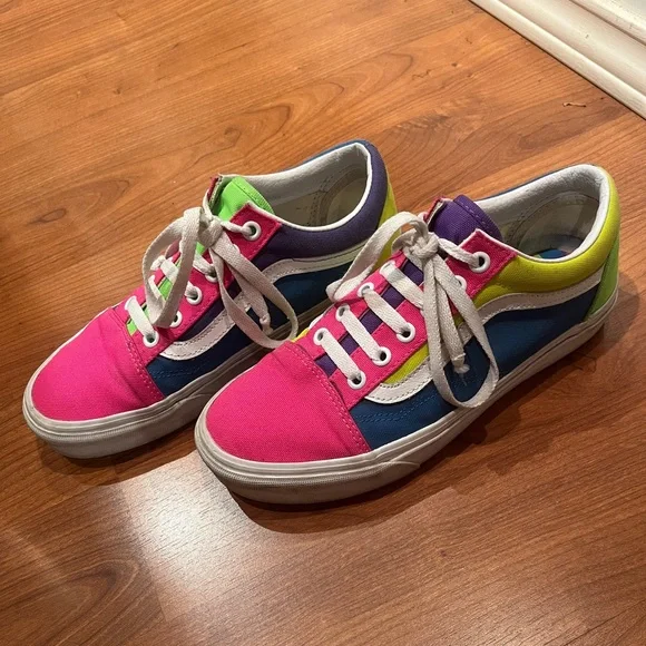 Old Skool Color Block Neon Vans - Picture 2 of 5